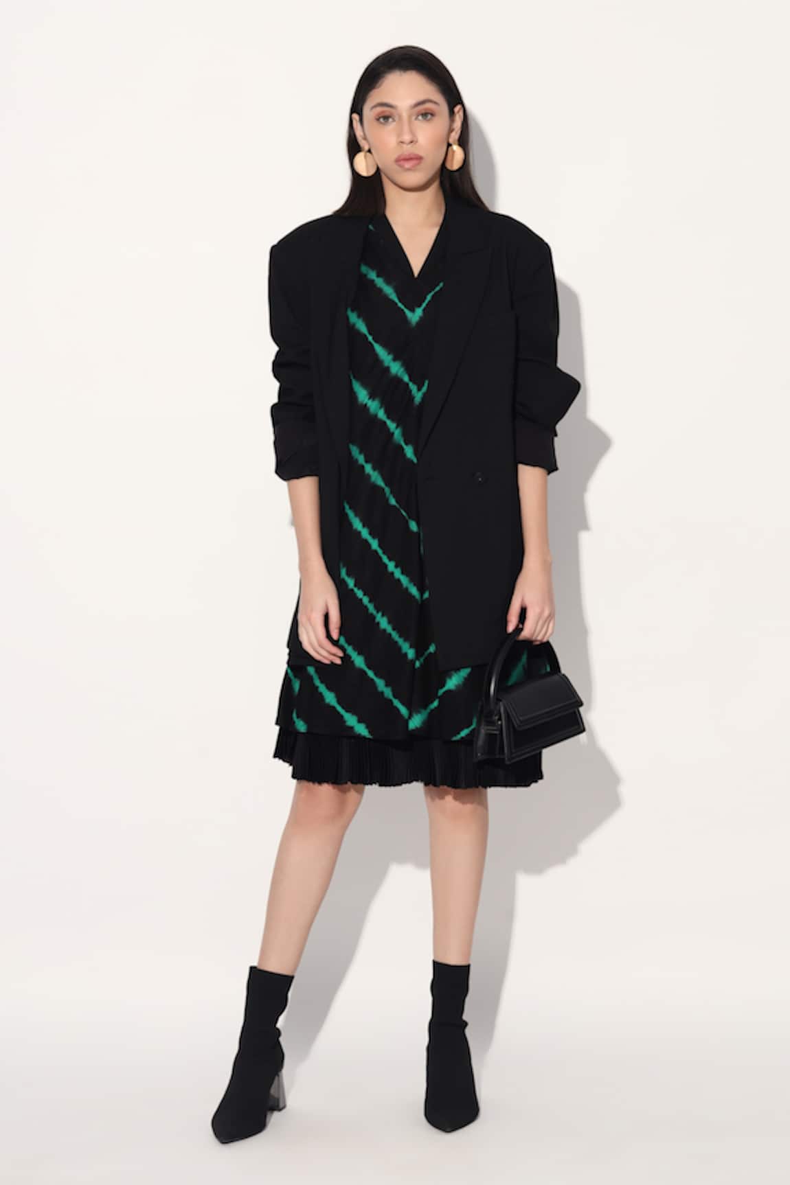 Linetribe_ Black Green Designer Dress