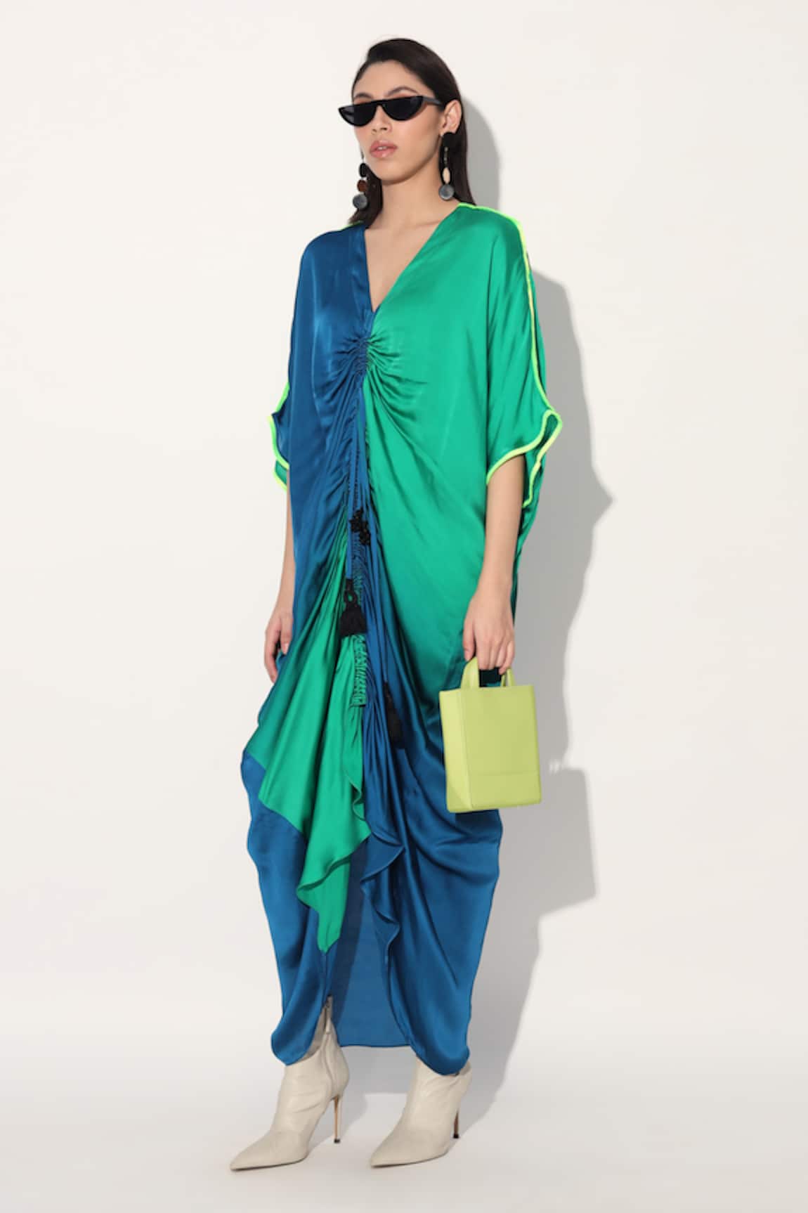 Linetribe_ Green Blue Designer Kaftan Dress