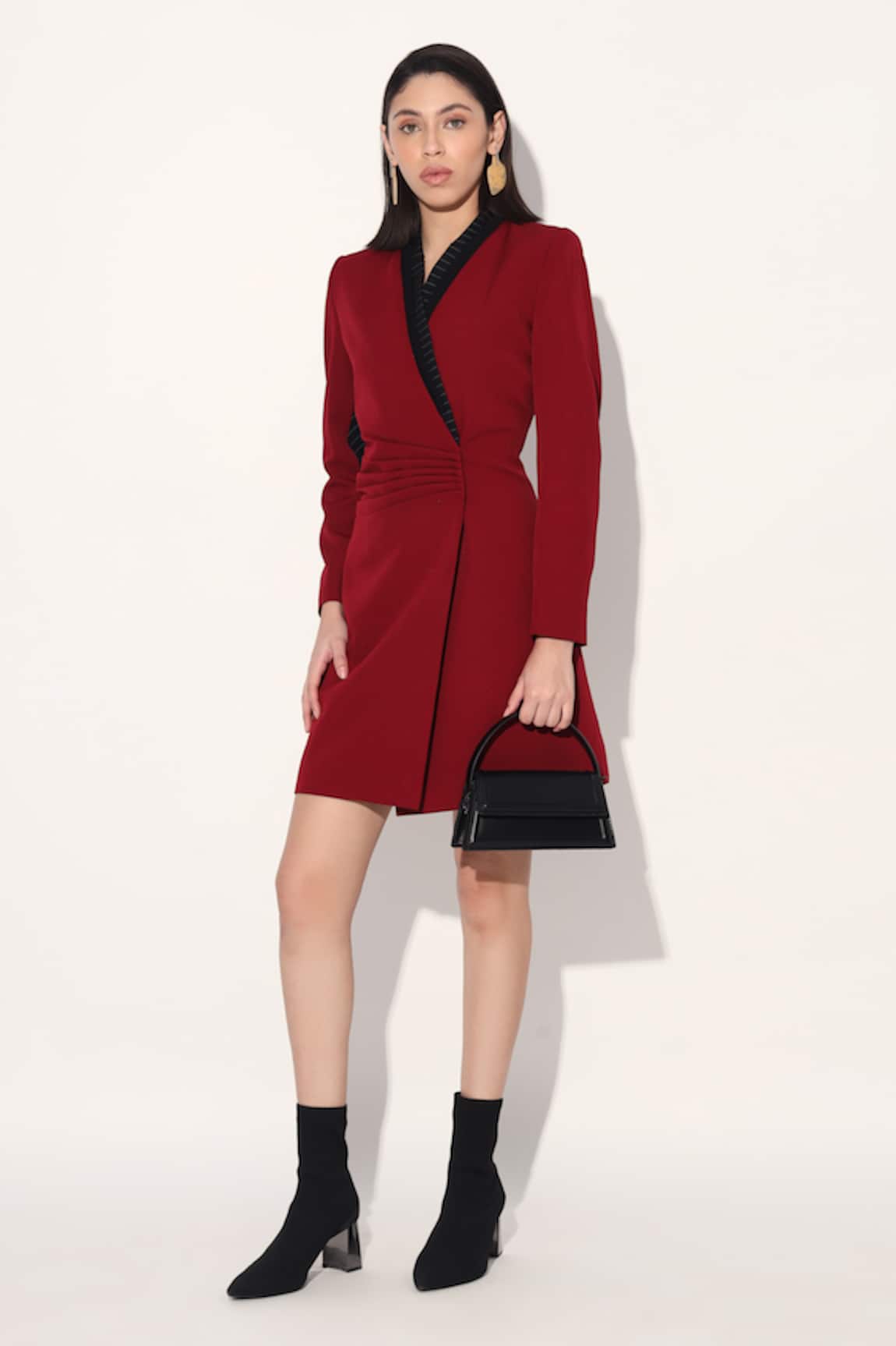 Linetribe_ Designer Red Crepe Dress 