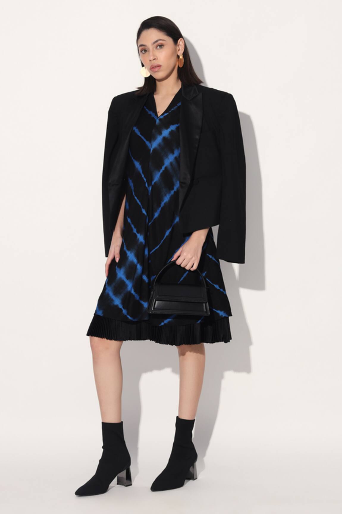 Linetribe_ Black Blue Tie-Dye Dress