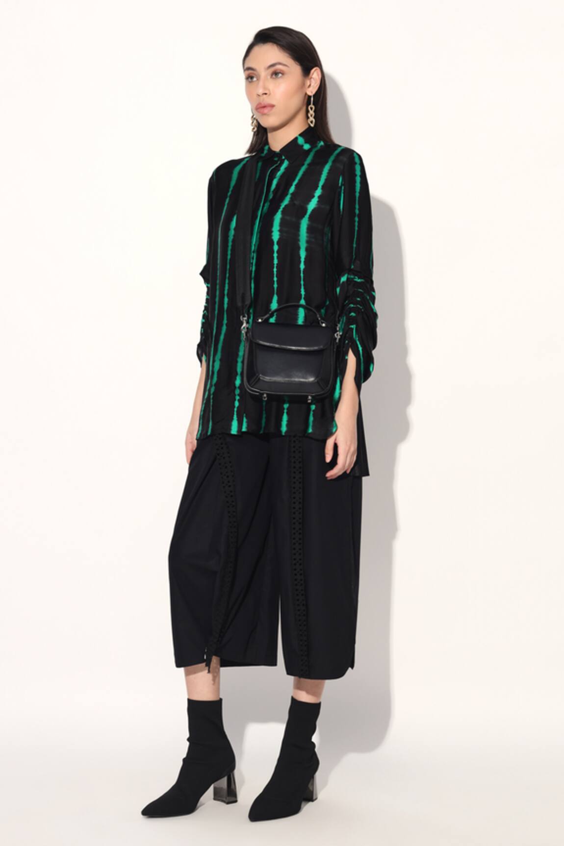 Linetribe_ Black Green Designer Shirt 