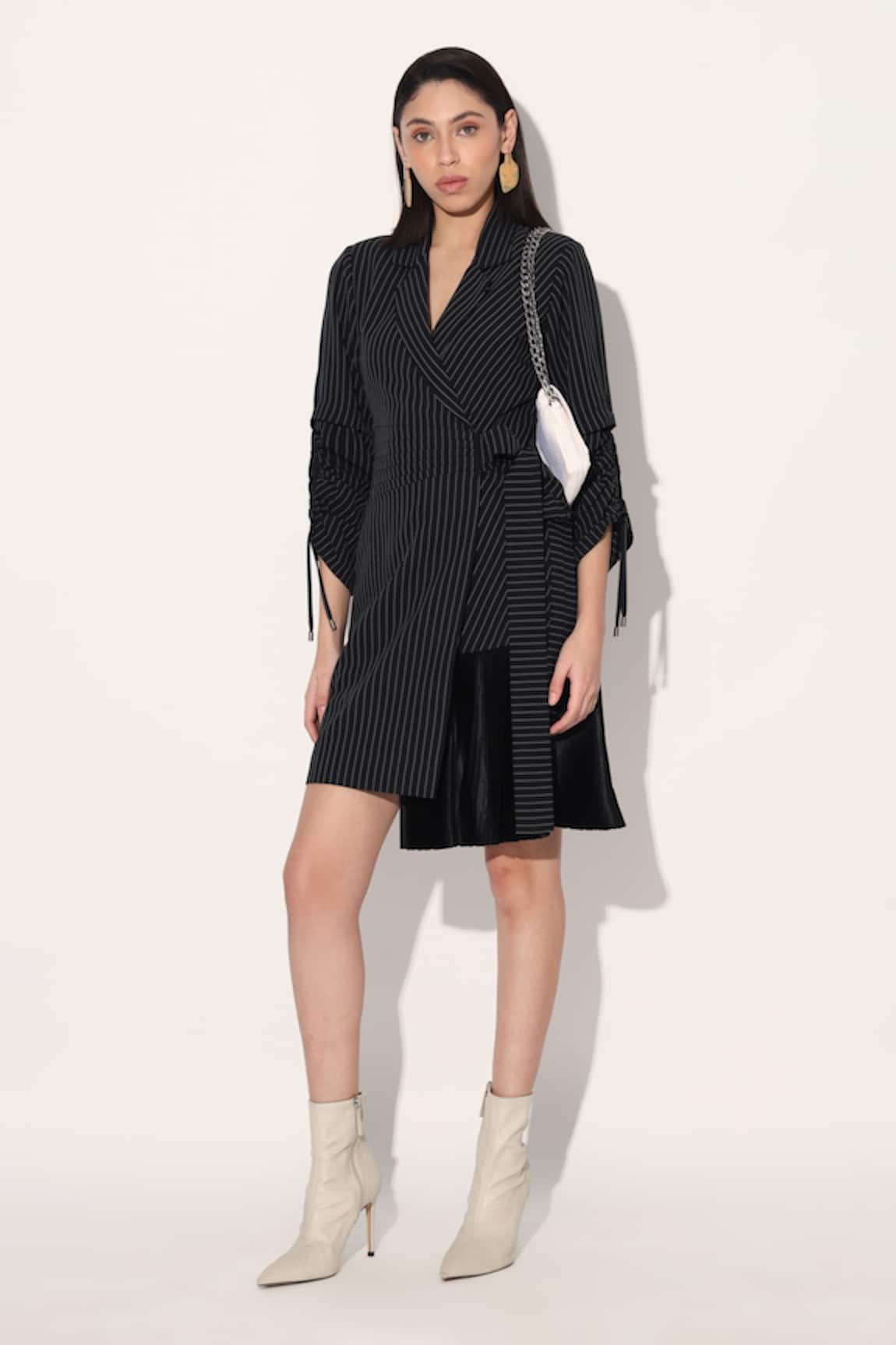 Linetribe_ Black Striped Designer Dress