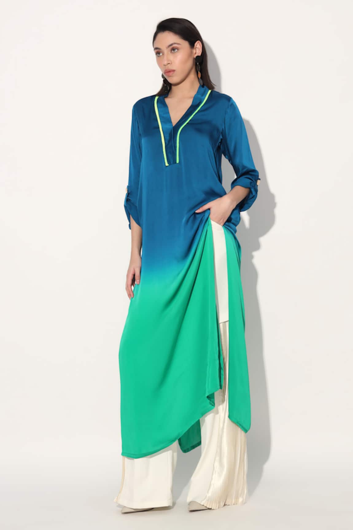 Linetribe_ Designer Green Blue Tunic