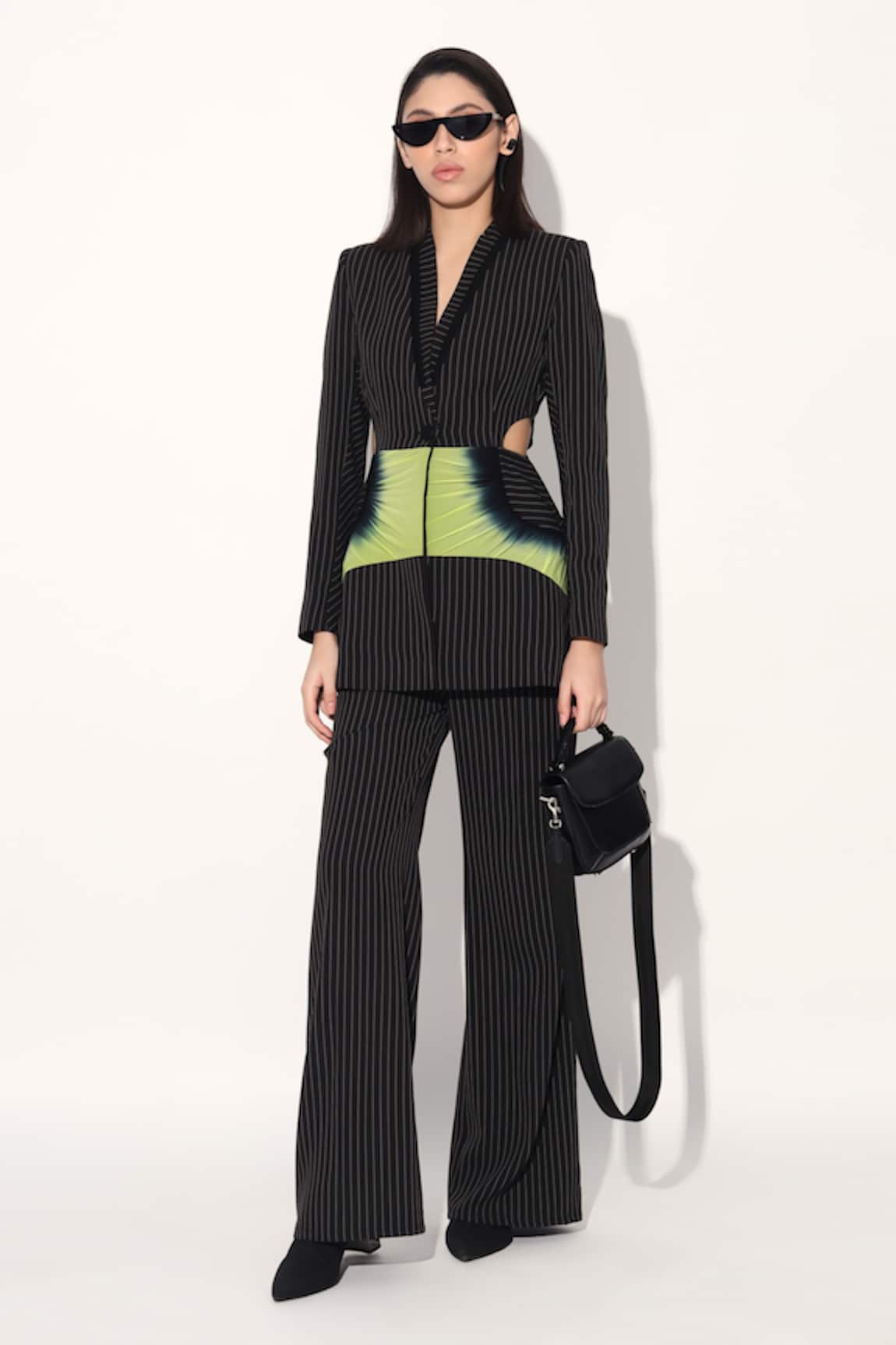 Linetribe_ Black Striped Designer Blazer & Pant Set
