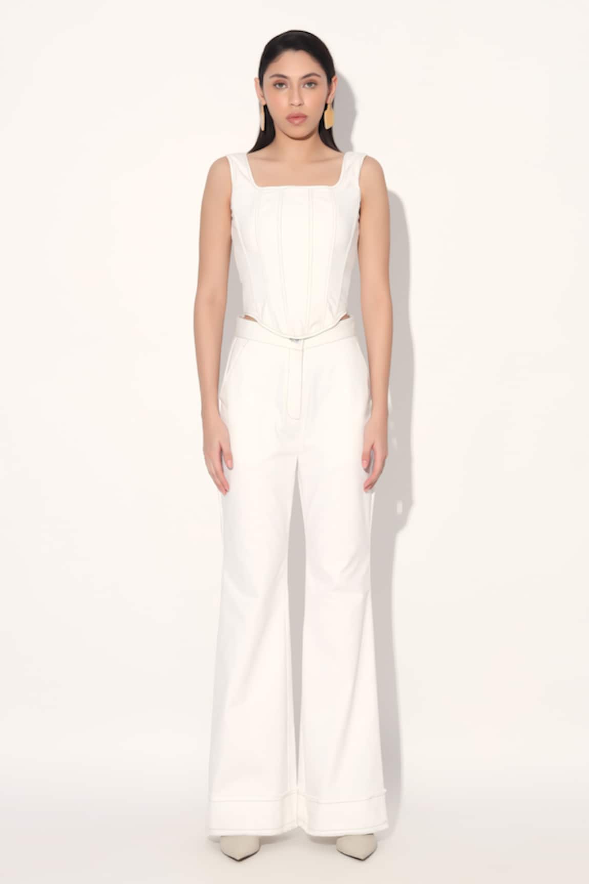 Linetribe_ White Denim Flared Pant 