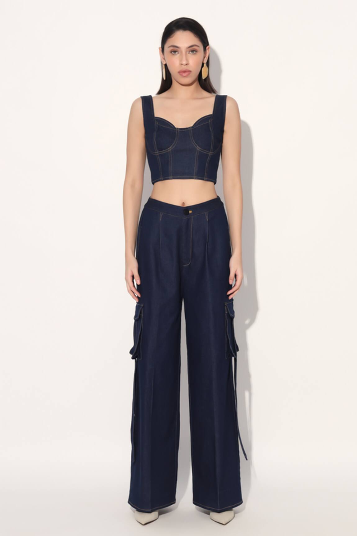 Linetribe_ Blue Denim Cargo Pant 