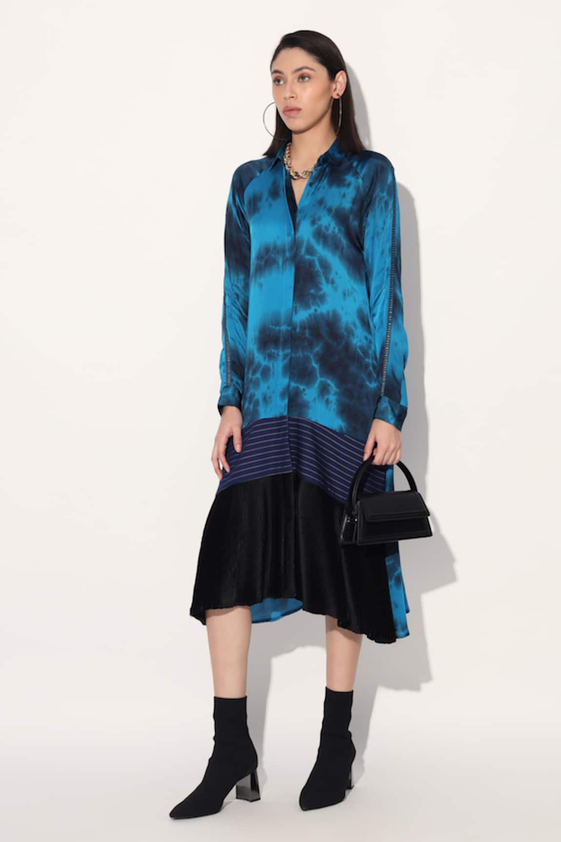 Linetribe_ Blue Tie-Dye Designer Dress 