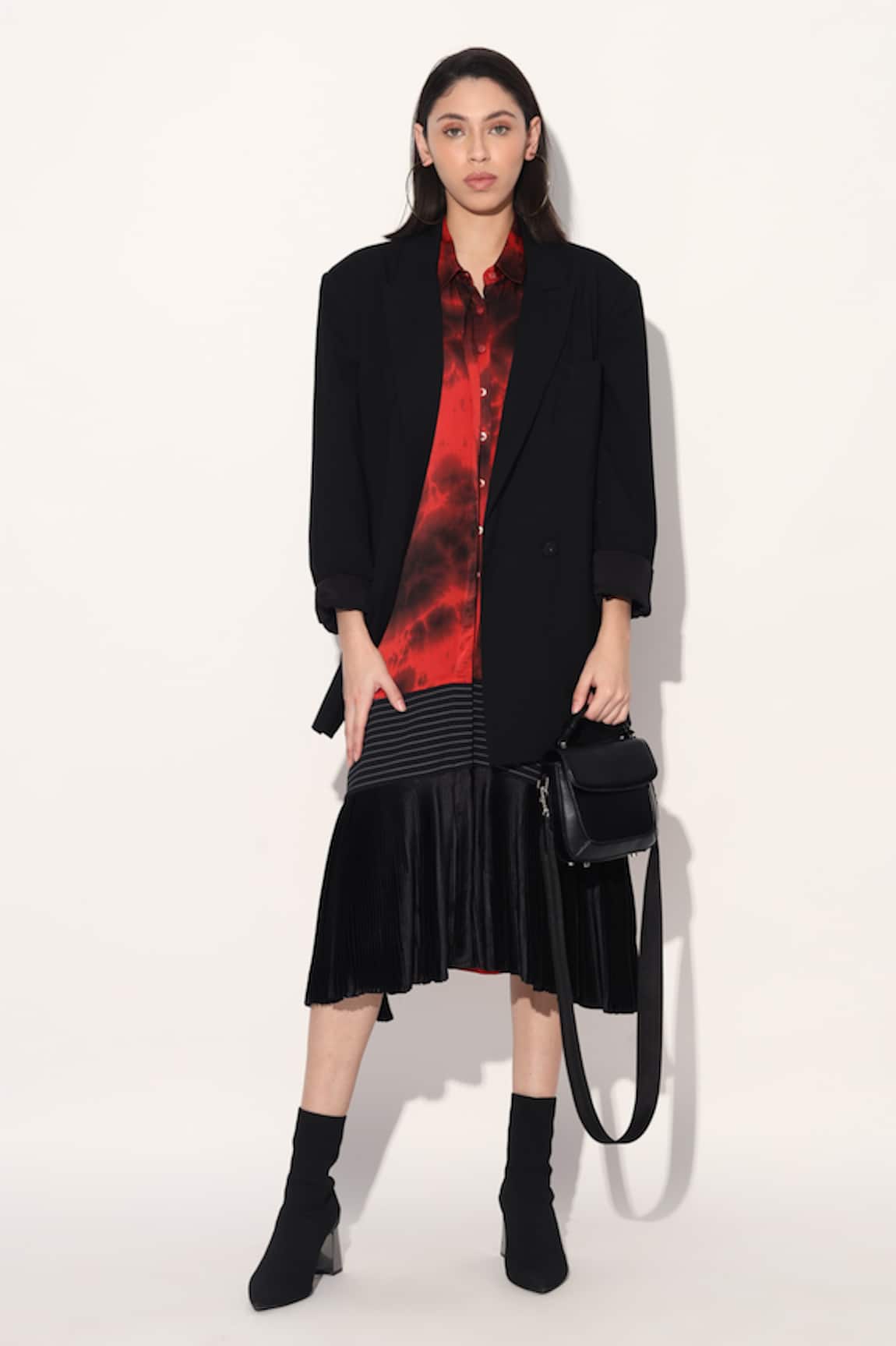 Linetribe_ Red Tie-Dye Designer Dress 
