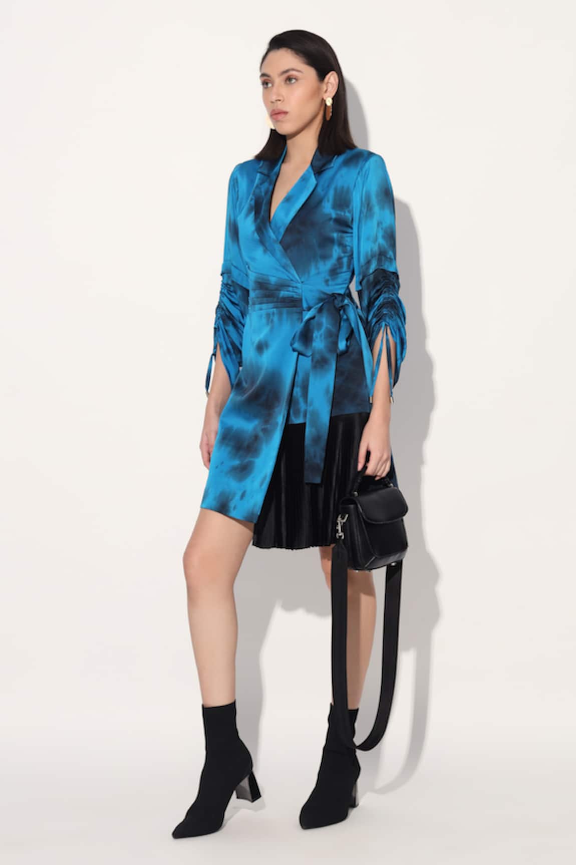 Linetribe_ Blue Viscose Satin Dress 