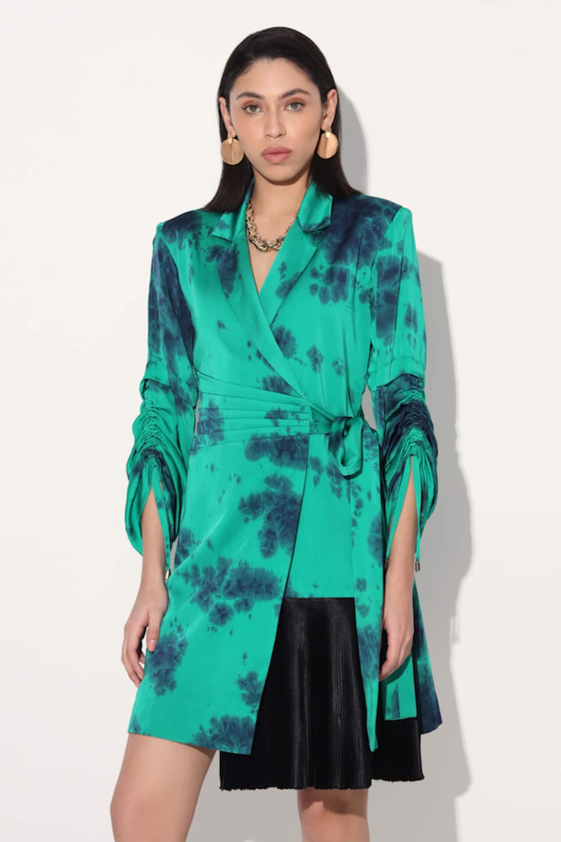 Linetribe_ Green Tie-Dye Designer Dress 