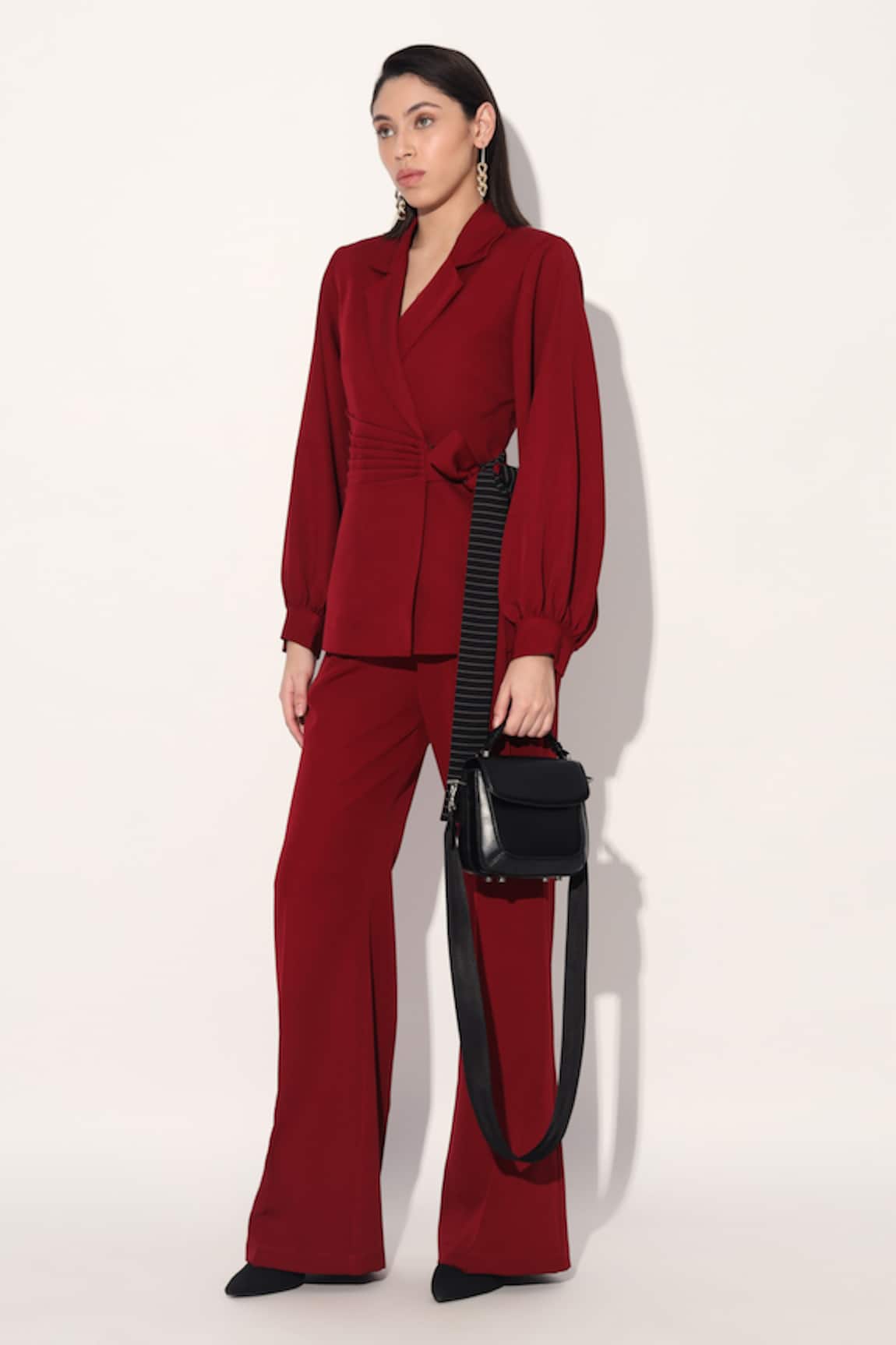 Linetribe_ Maroon Designer Blazer & Pant Set 