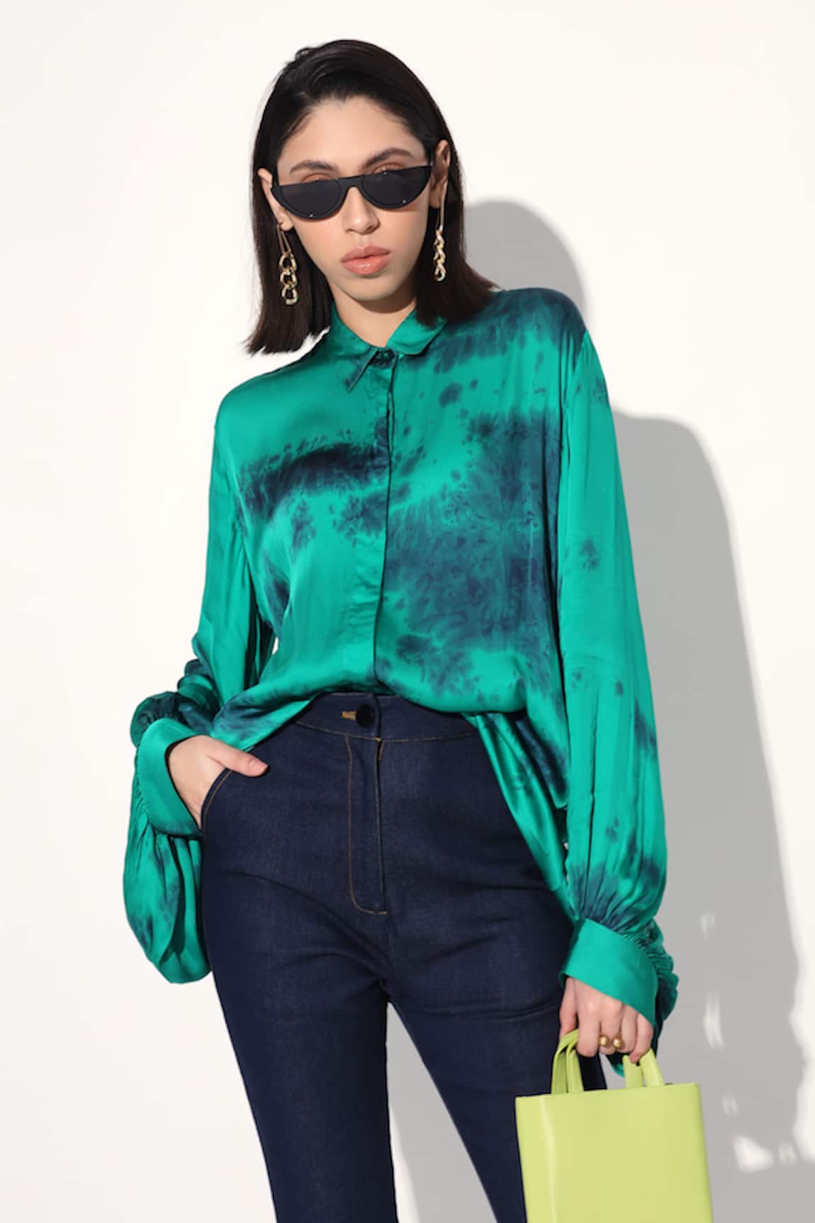 Linetribe_ Green Tie-Dye Designer Shirt 
