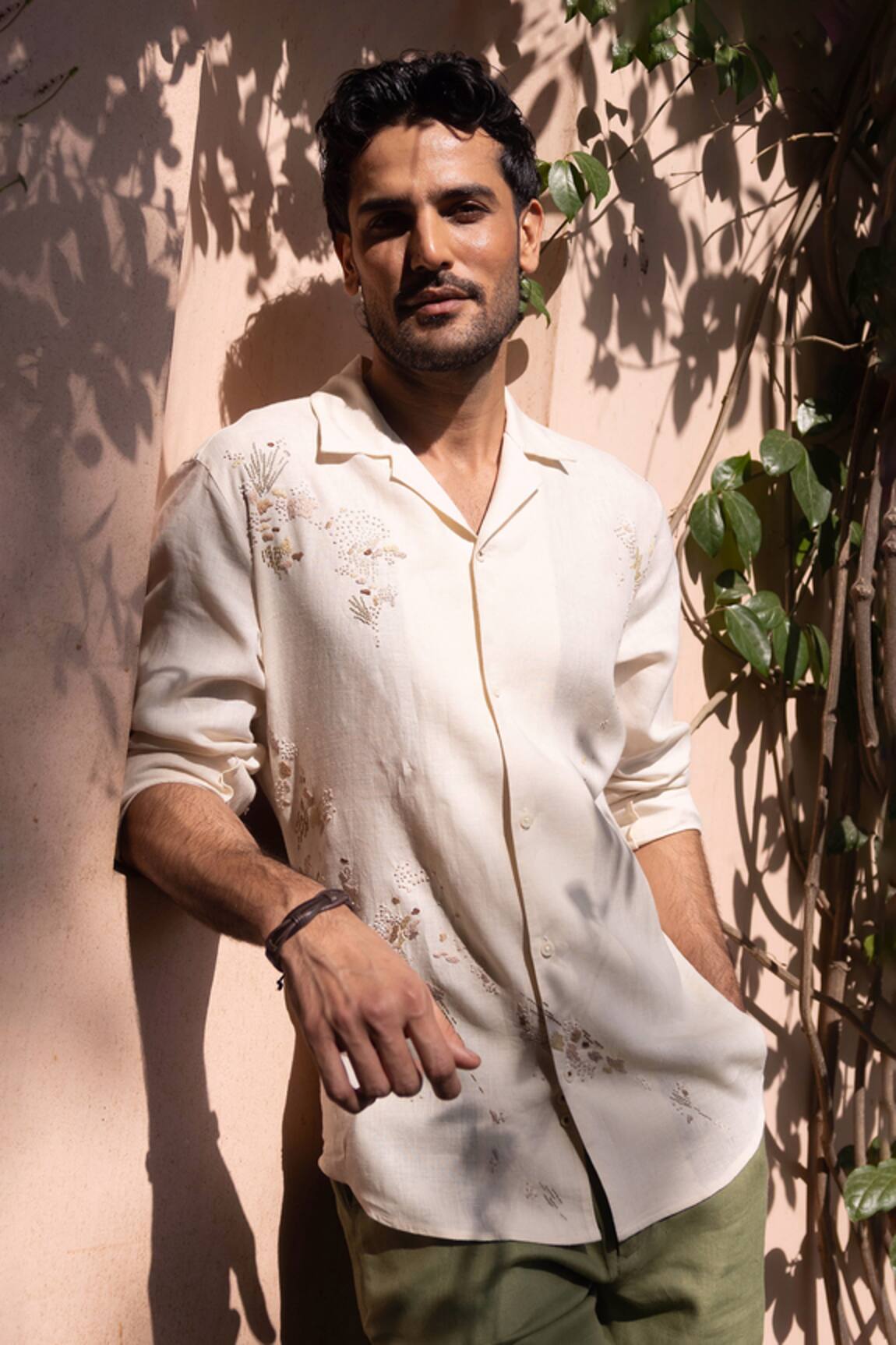 Asuka Wildflower Drift Linen Embroidered Shirt 