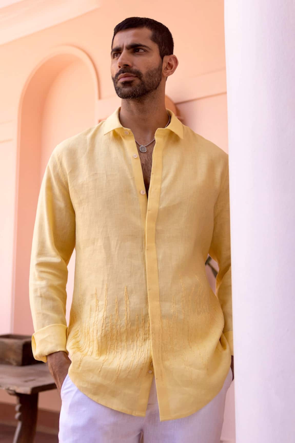 Asuka Golden Hour Linen Embroidered Shirt 
