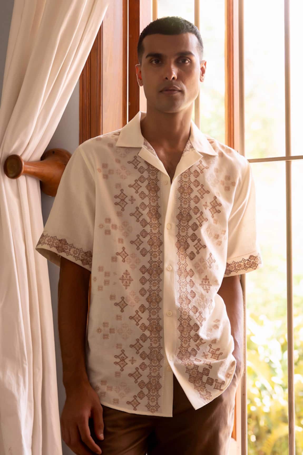 Asuka Desert Mosaic Linen Embroidered Shirt 