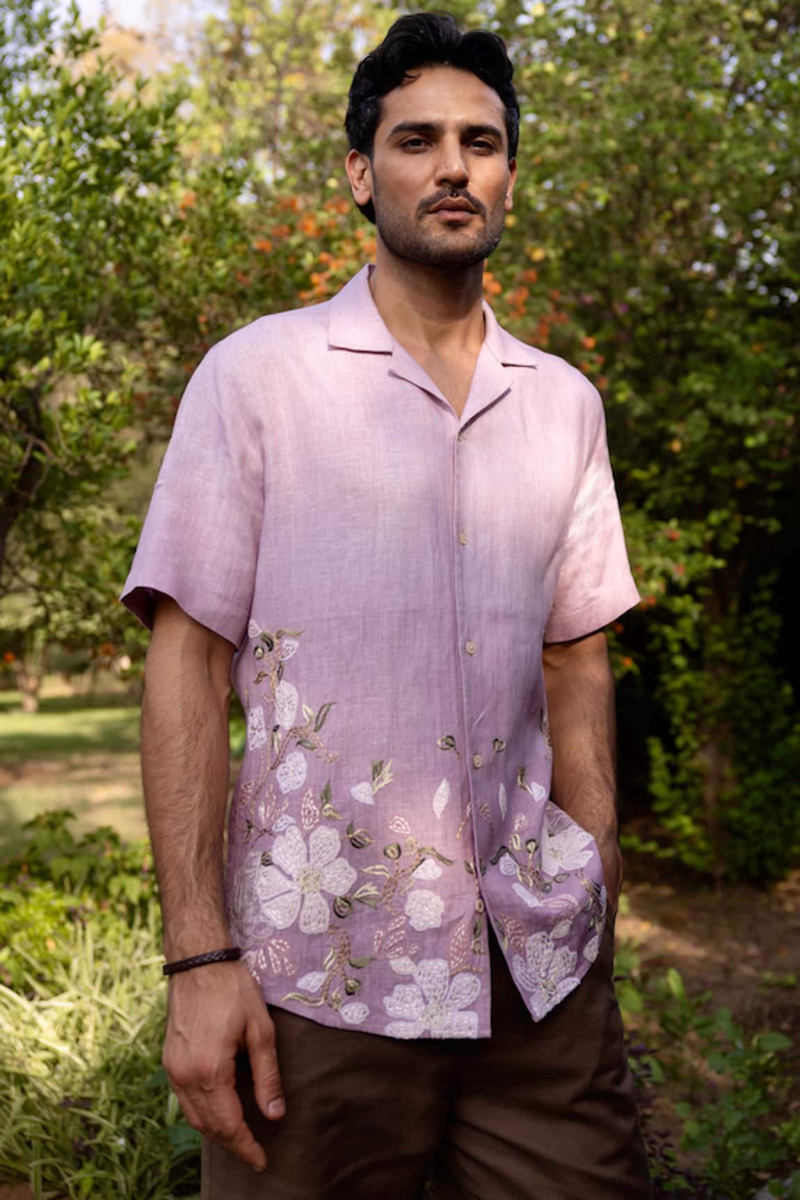 Asuka Ombre Lavender Purple Embroidered Shirt 