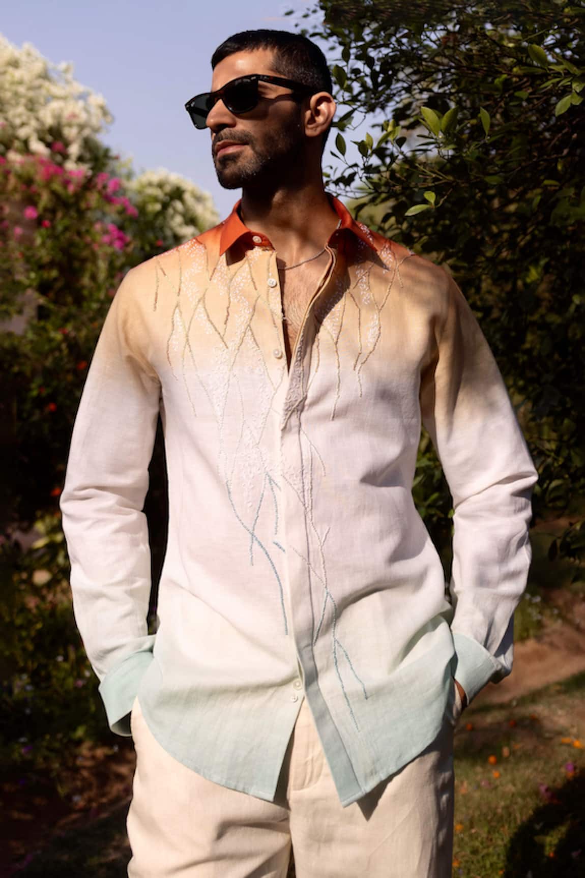 Asuka Ombre Dyed Hand Embroidered Shirt 