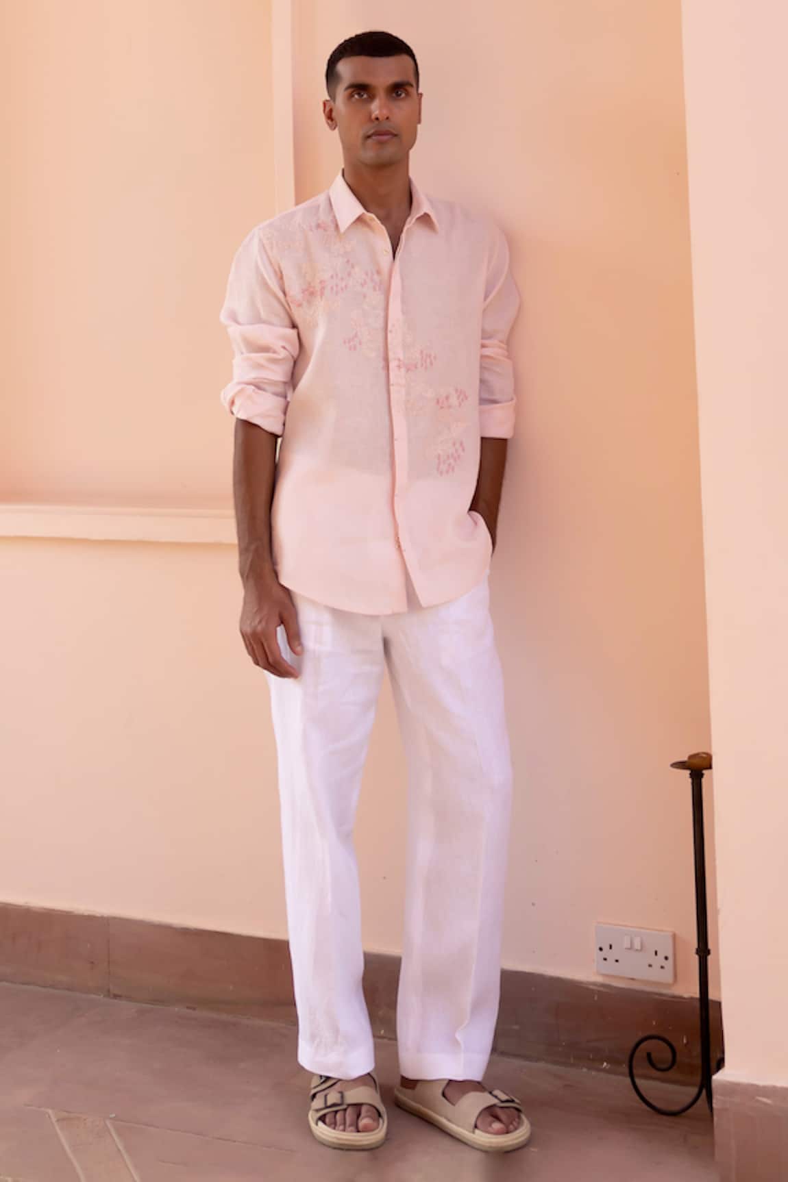 Asuka Whisper Rose Linen Embroidered Shirt 