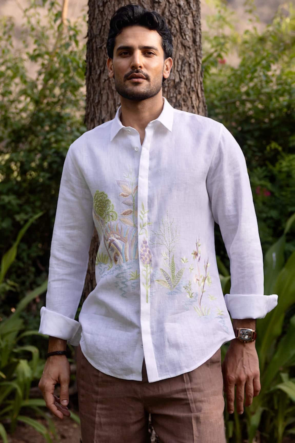 Asuka Verdant Realm Linen Embroidered Shirt 