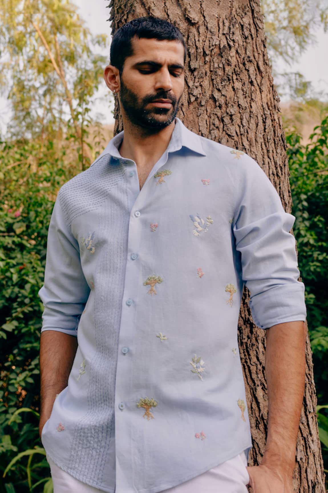 Asuka Whispering Trees Linen Embroidered Shirt 