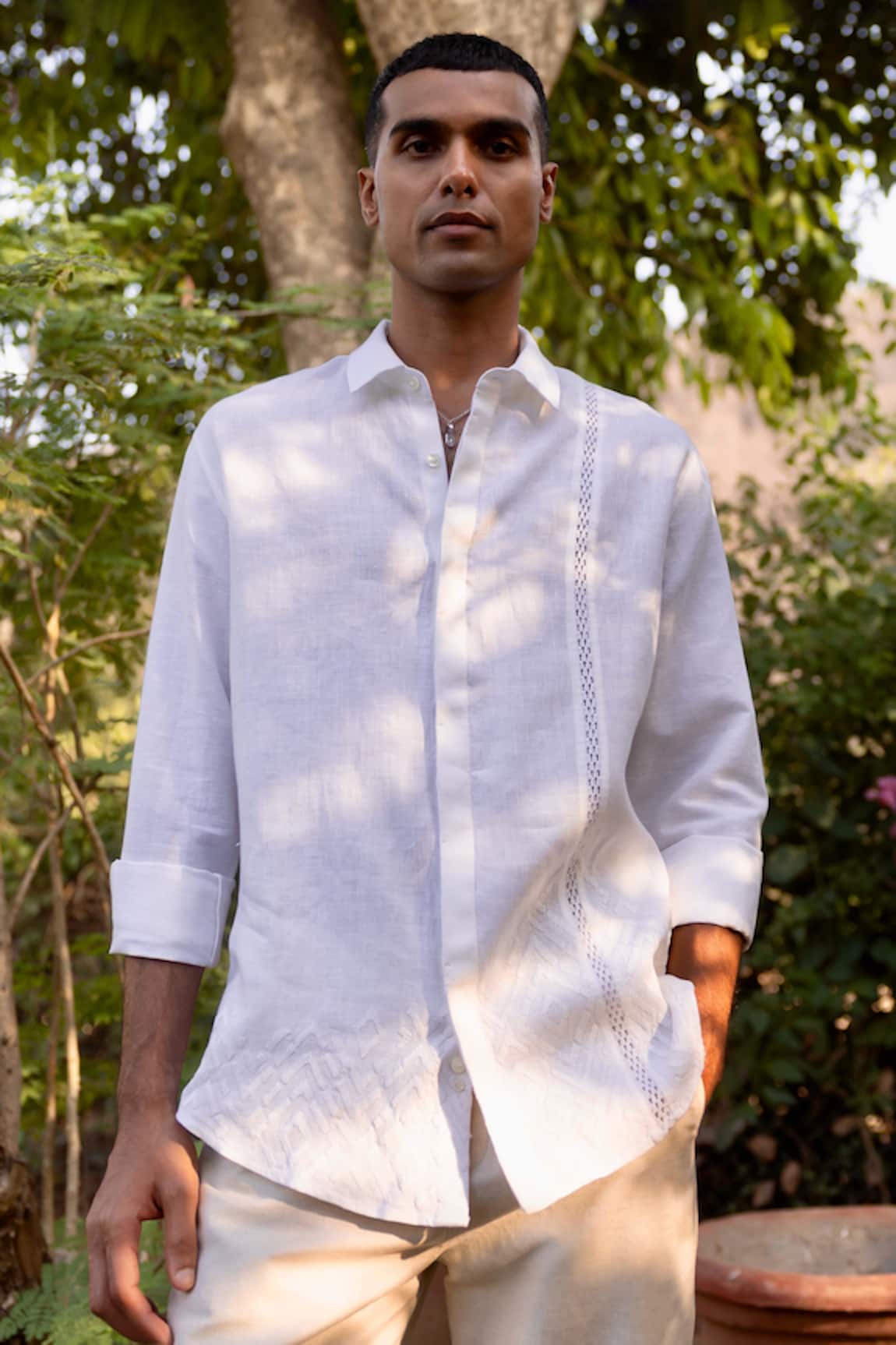 Asuka Dusk Geometry Linen Shirt 