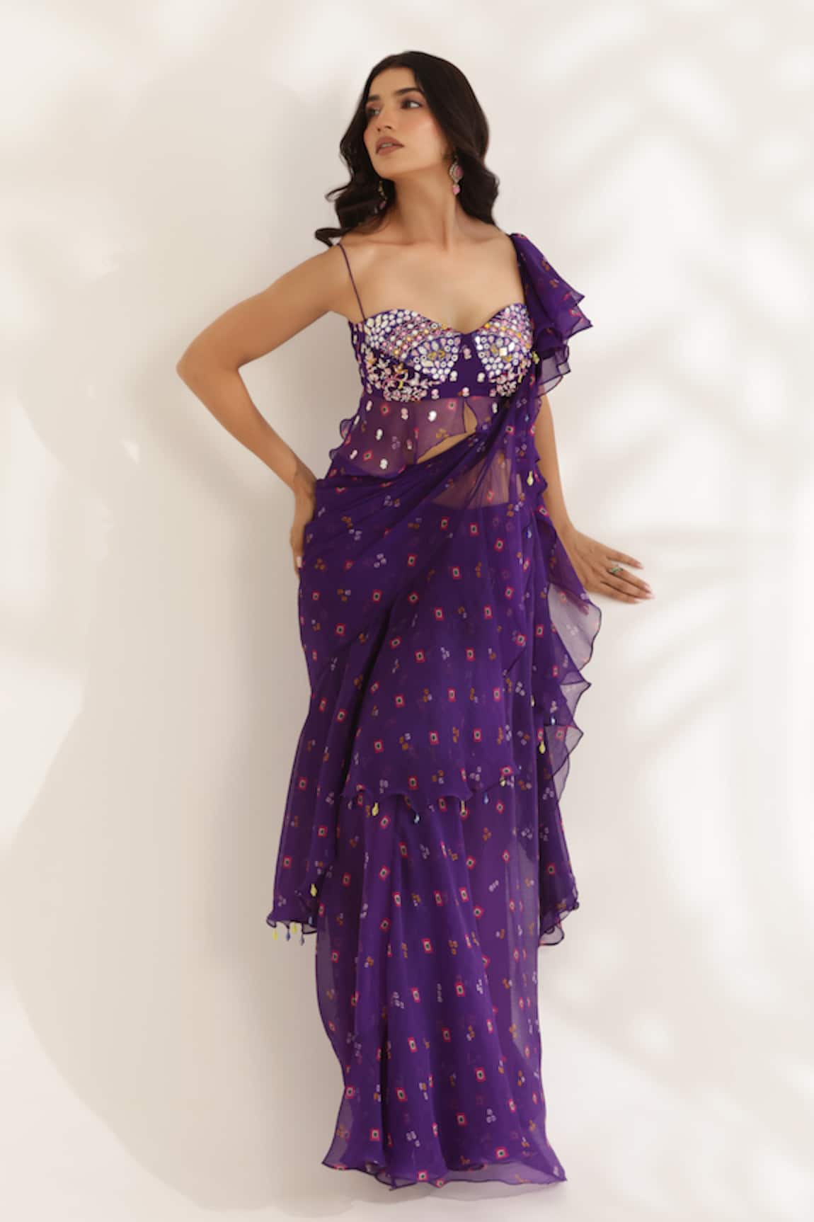 Manisha Soni Couture Designer Bandhani Chiffon Saree Set 