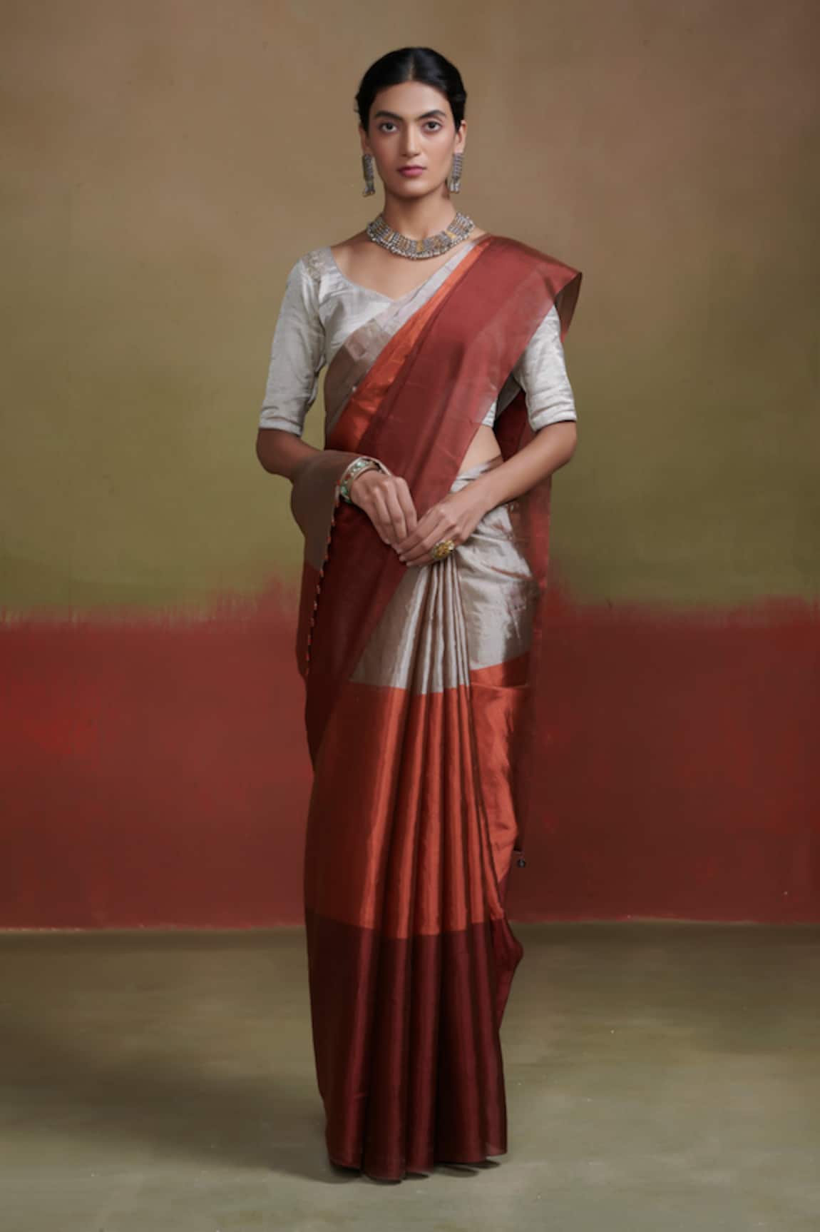 Dressfolk Handloom Tissue Saree With Blouse 