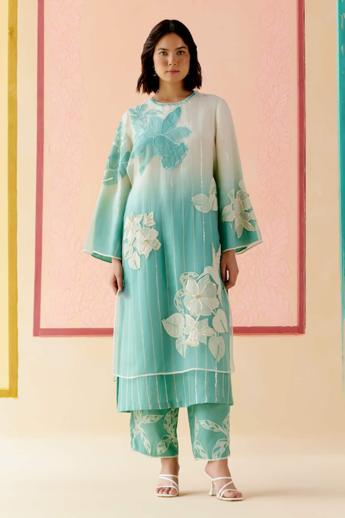 I AM Design Mint Ombre Applique Suit Set 