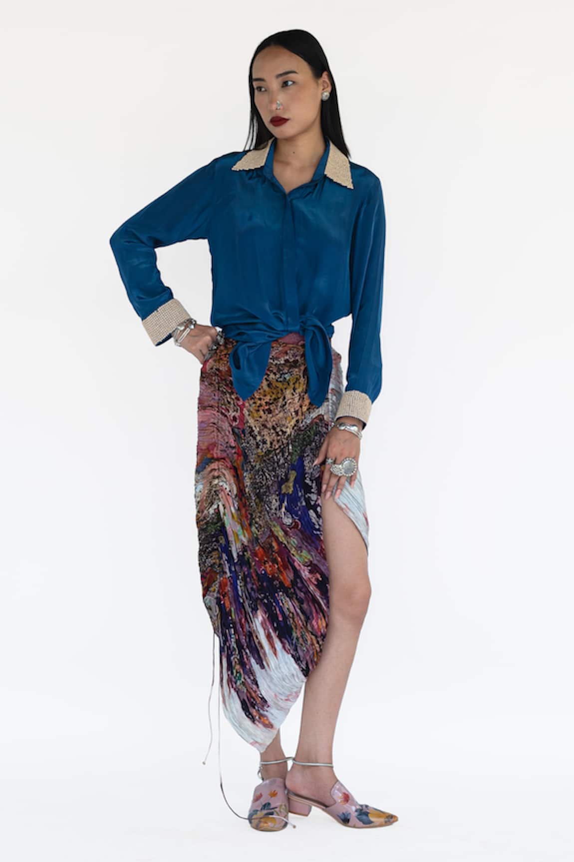 Amka Rose Pink Natural Silk Skirt 