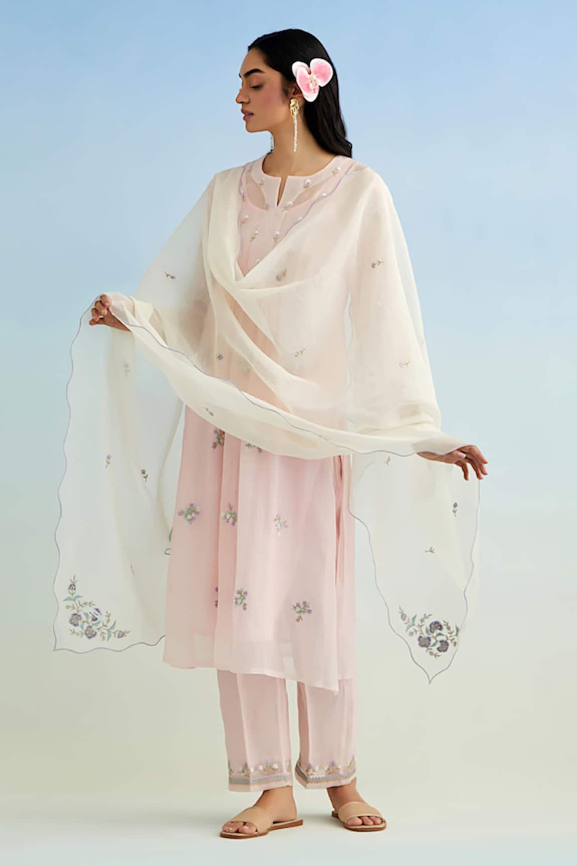 Anantaa By Roohi Pink Embroidered Kurta Set with Dupatta 