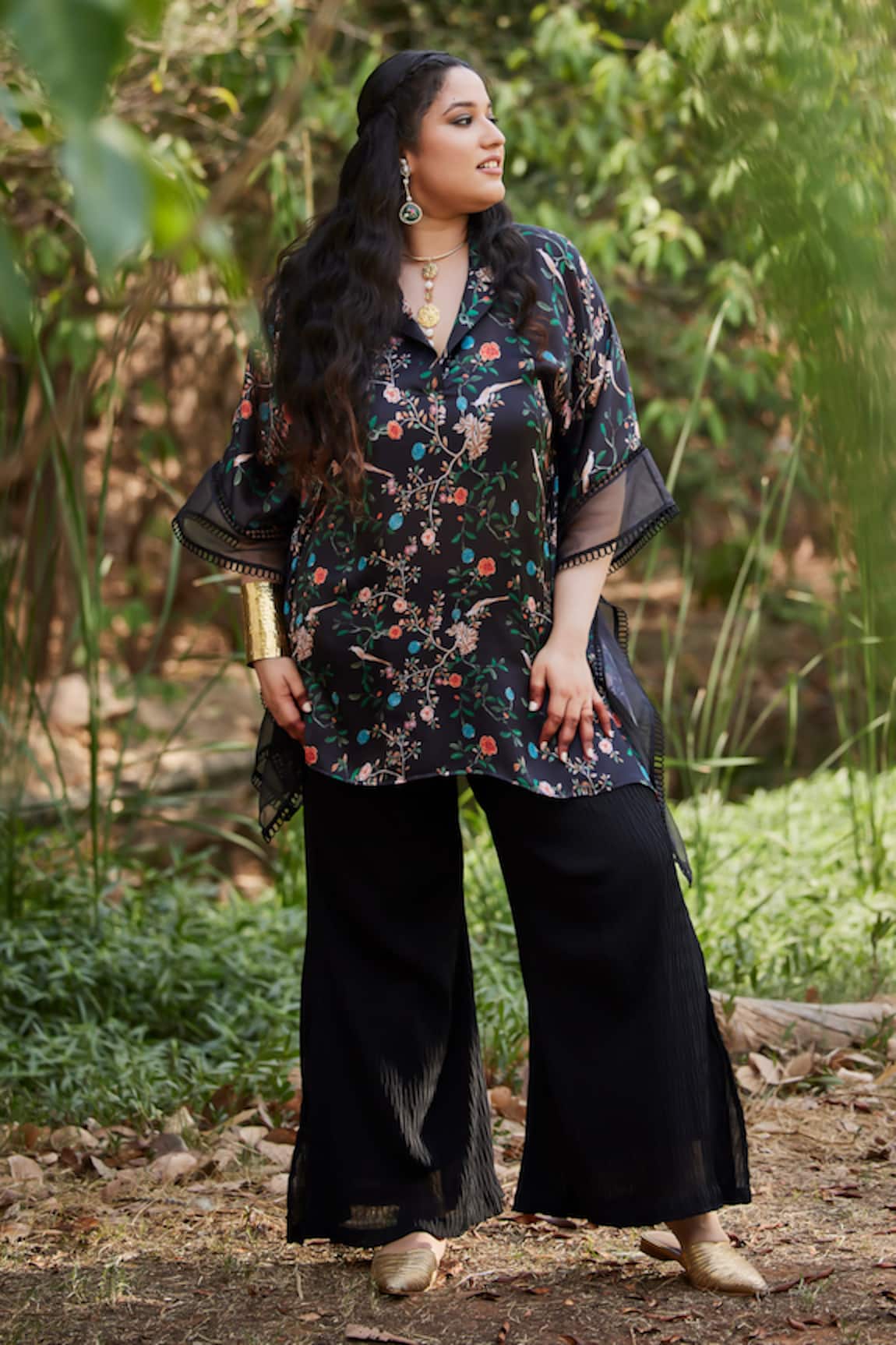 Mamicha Floral Print Kaftan & Pant Set 