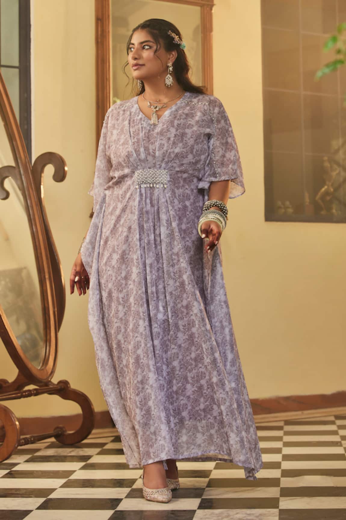 Mamicha Designer Kaftan in Salmon Pink 