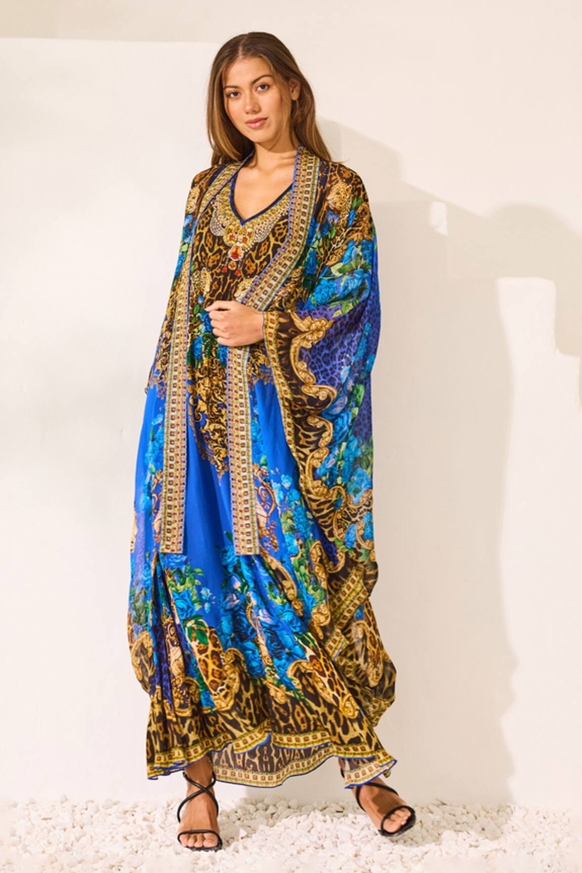 Zariaah Blue Leopardess Cape 