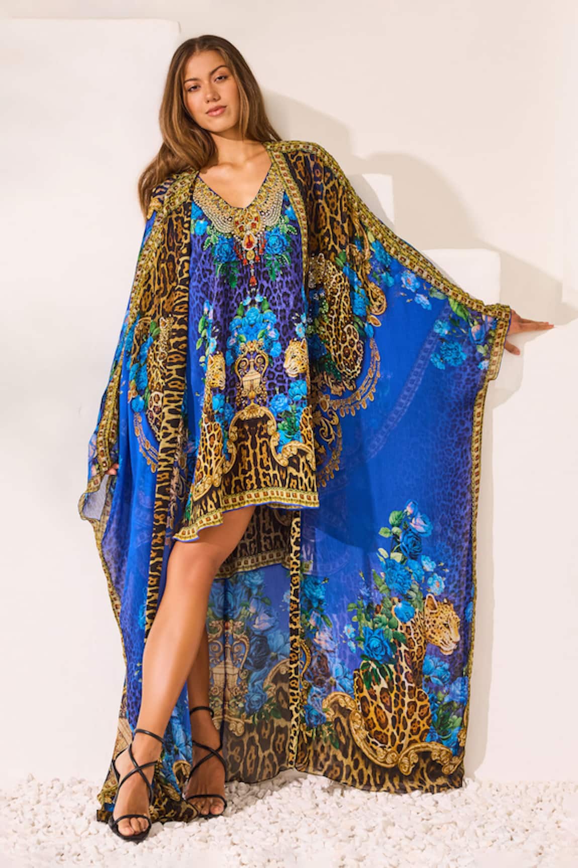 Zariaah Blue Leopardess Cape 