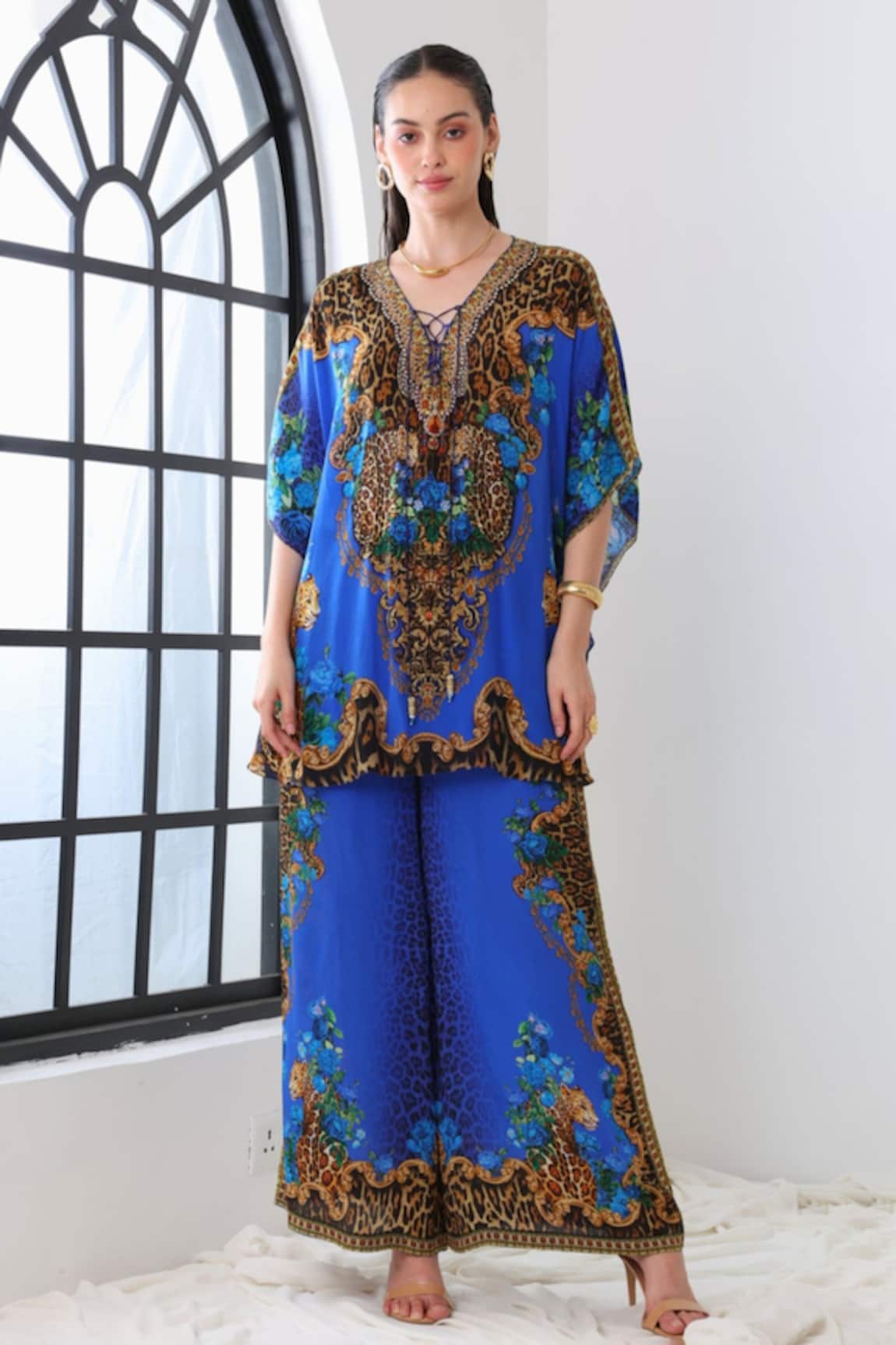 Zariaah Blue Leopardess Butterfly Top 