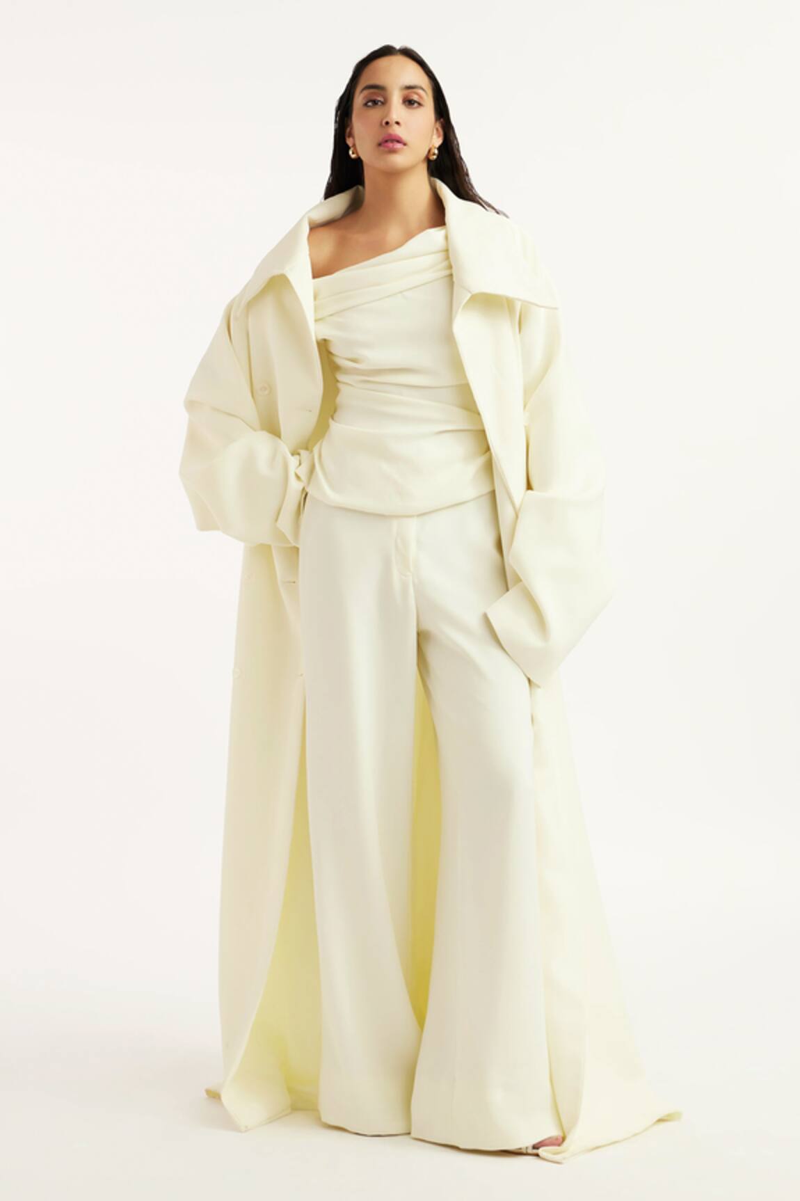 Deme By Gabriella Natsya Solid Long Jacket Pant Set 