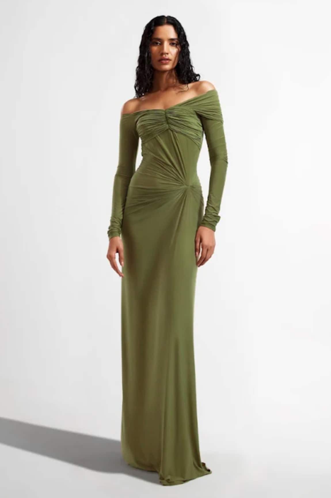 Deme By Gabriella Connie Off Shoulder Draped Dress 