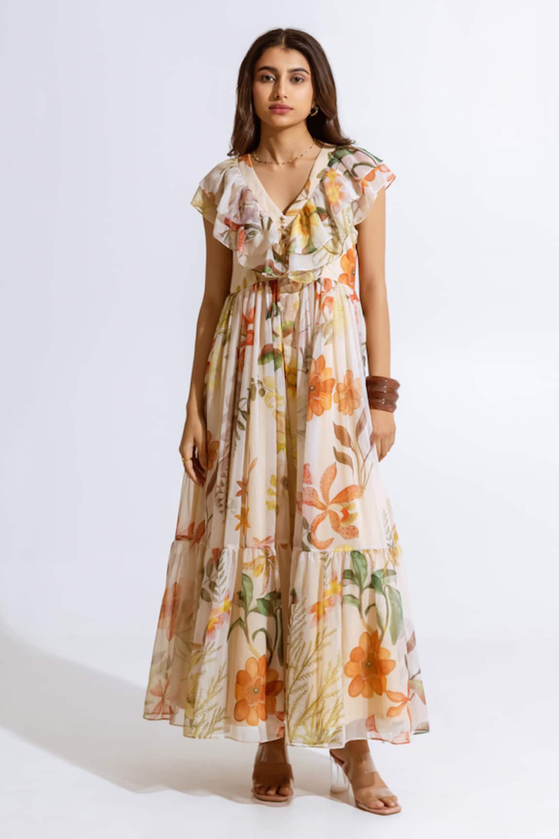 Aroop Shop India Floral Print Maxi Dress 