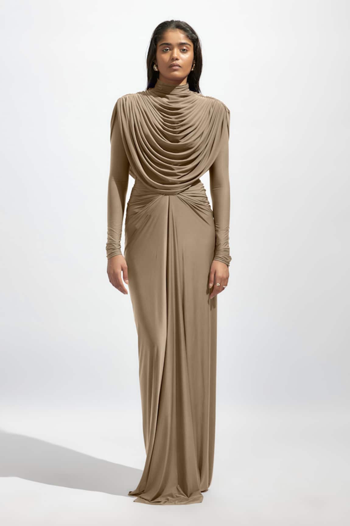 Deme By Gabriella Solid Cowl Neck Dress