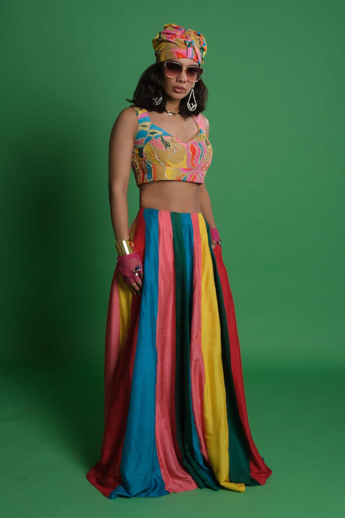 Esha L Amin Panelled Multi Kali Lehenga 