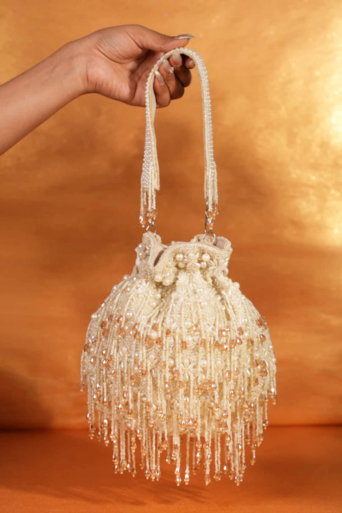 House Of Kosha Ivory Pearl Embellished Potli 