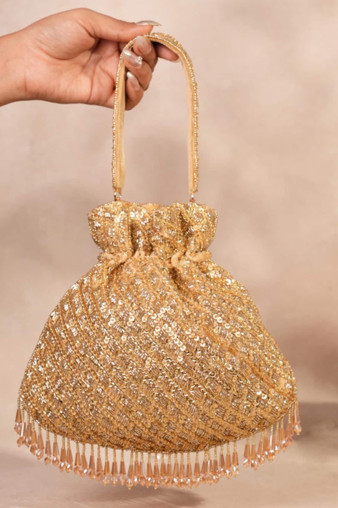 House Of Kosha Sitara Gold Sequin Potli 
