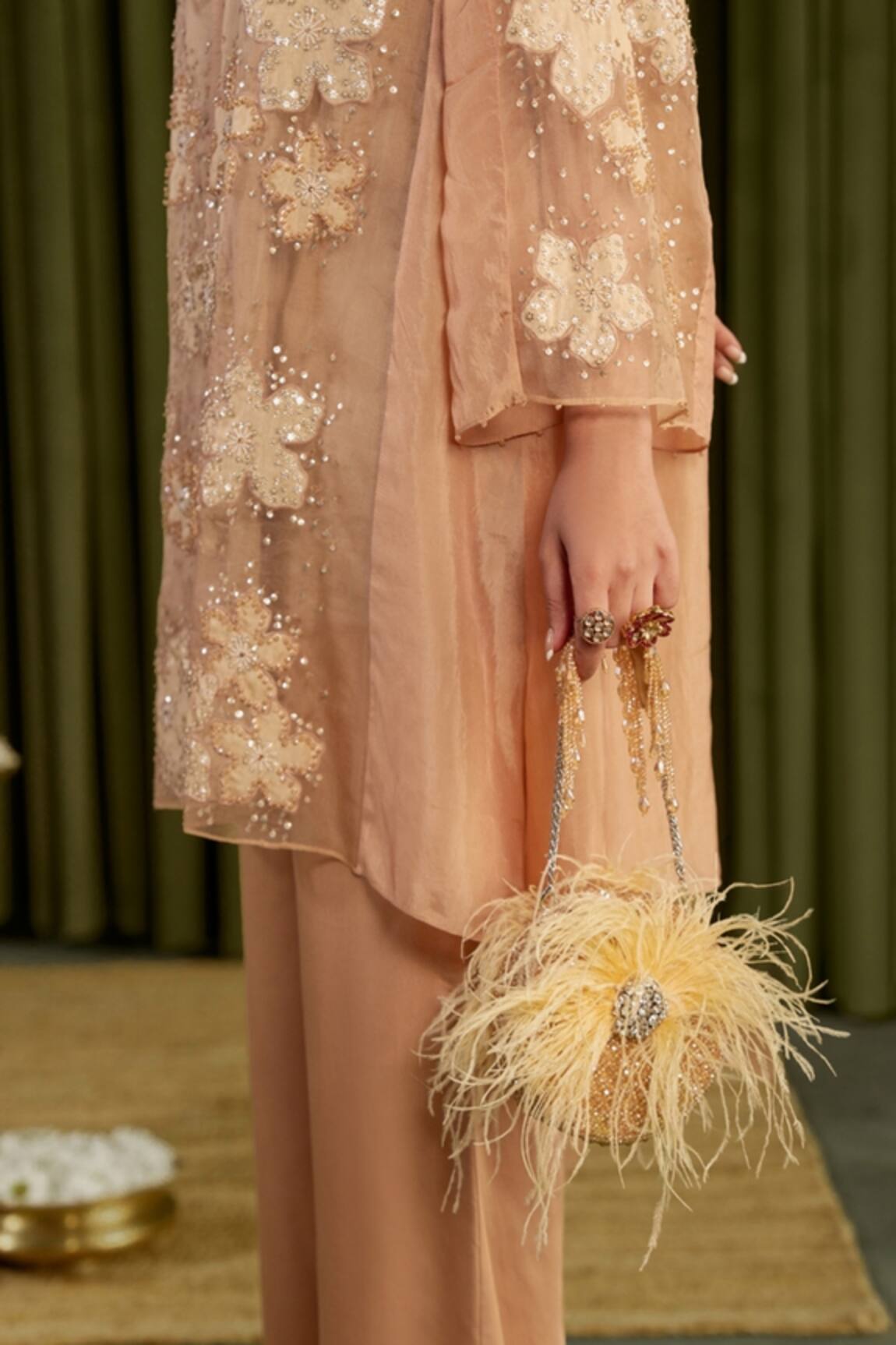 House Of Kosha Kiraz Gold Embellished Round Bag 