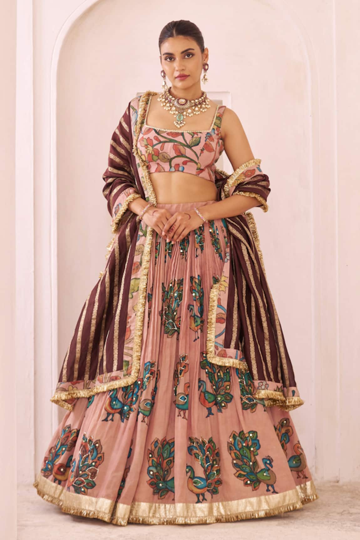 Aamra By Lavanya Sandrose Pink Hand Embroidered Lehenga Set 
