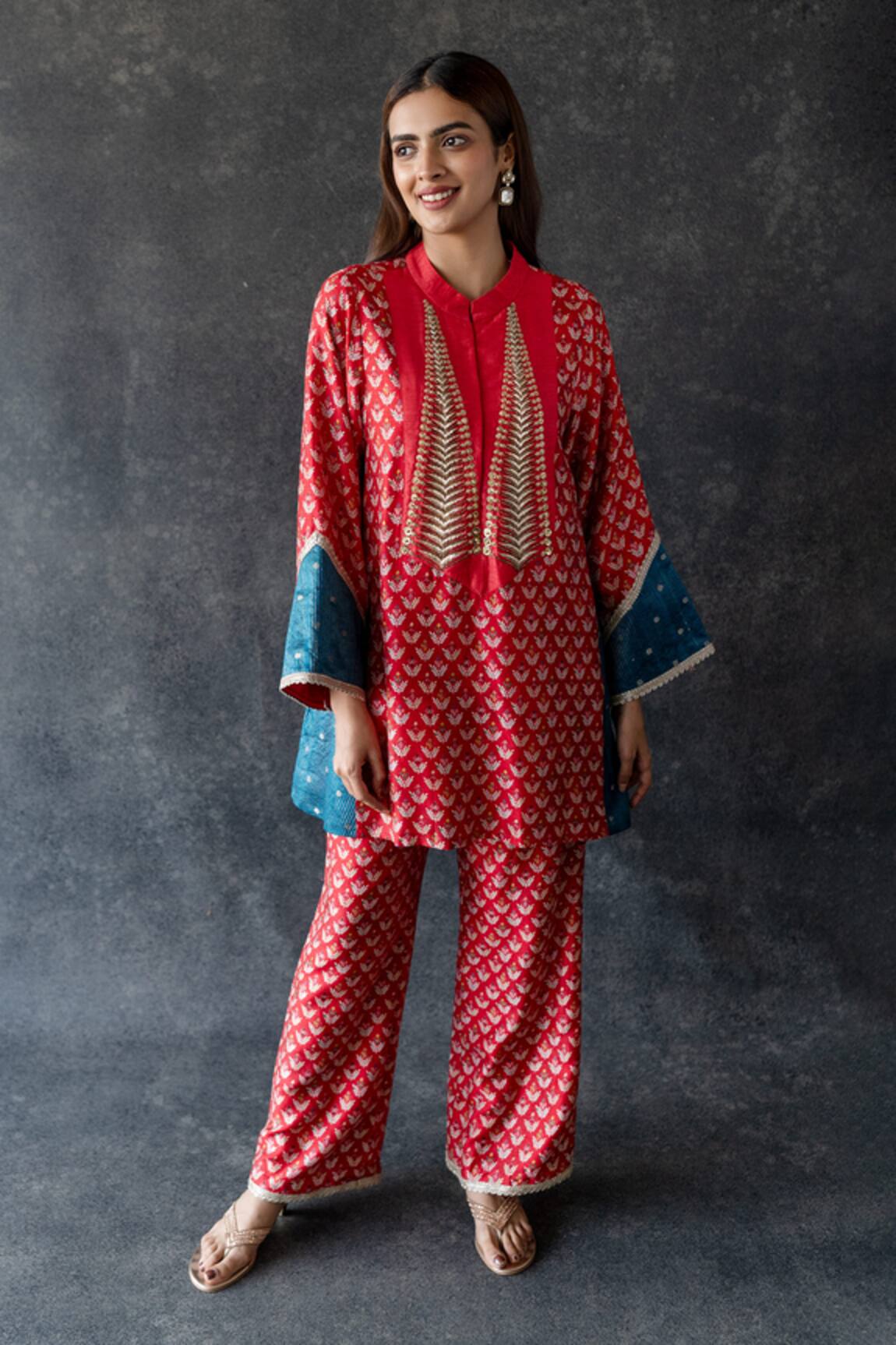 Shachi Sood Red Hand Embroidered Kurta Pant Set 