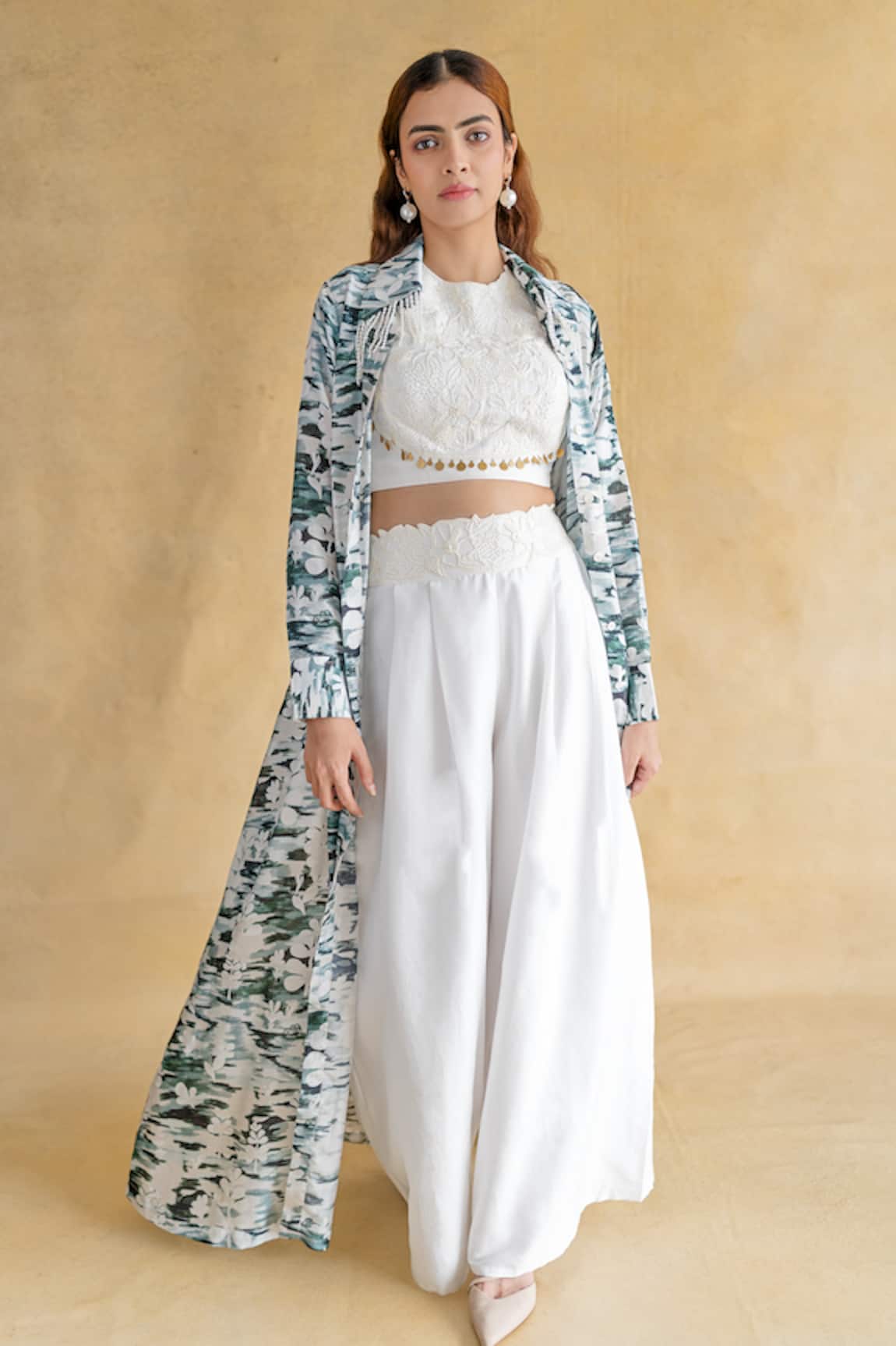 Shachi Sood White Dupion Silk Dune Rani Jacket Set 