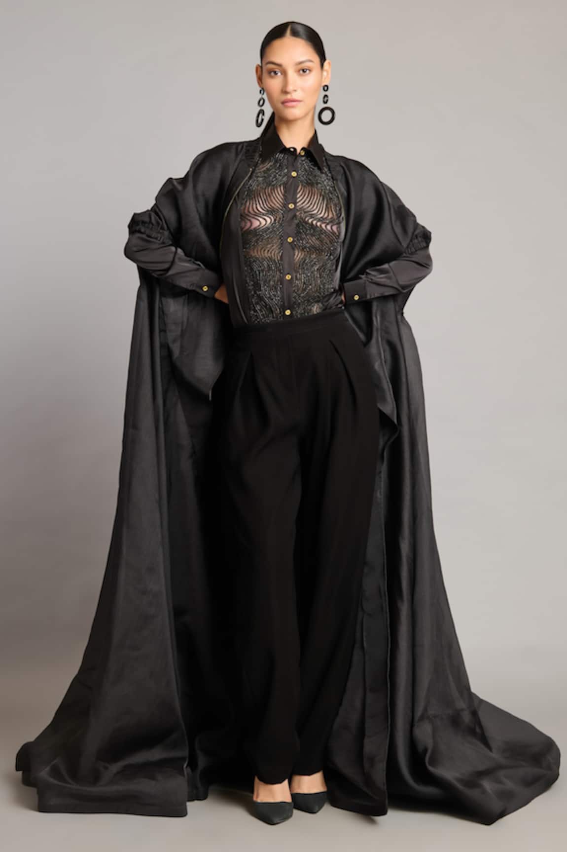 Siddartha Tytler Black Organza Opera Jacket 