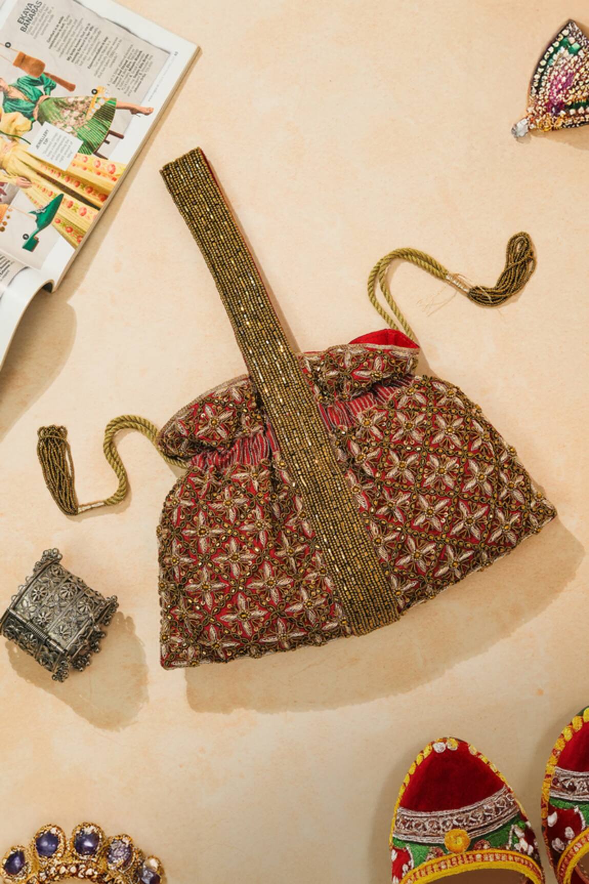 The Purple Sack Red Riviera Potli Bag 