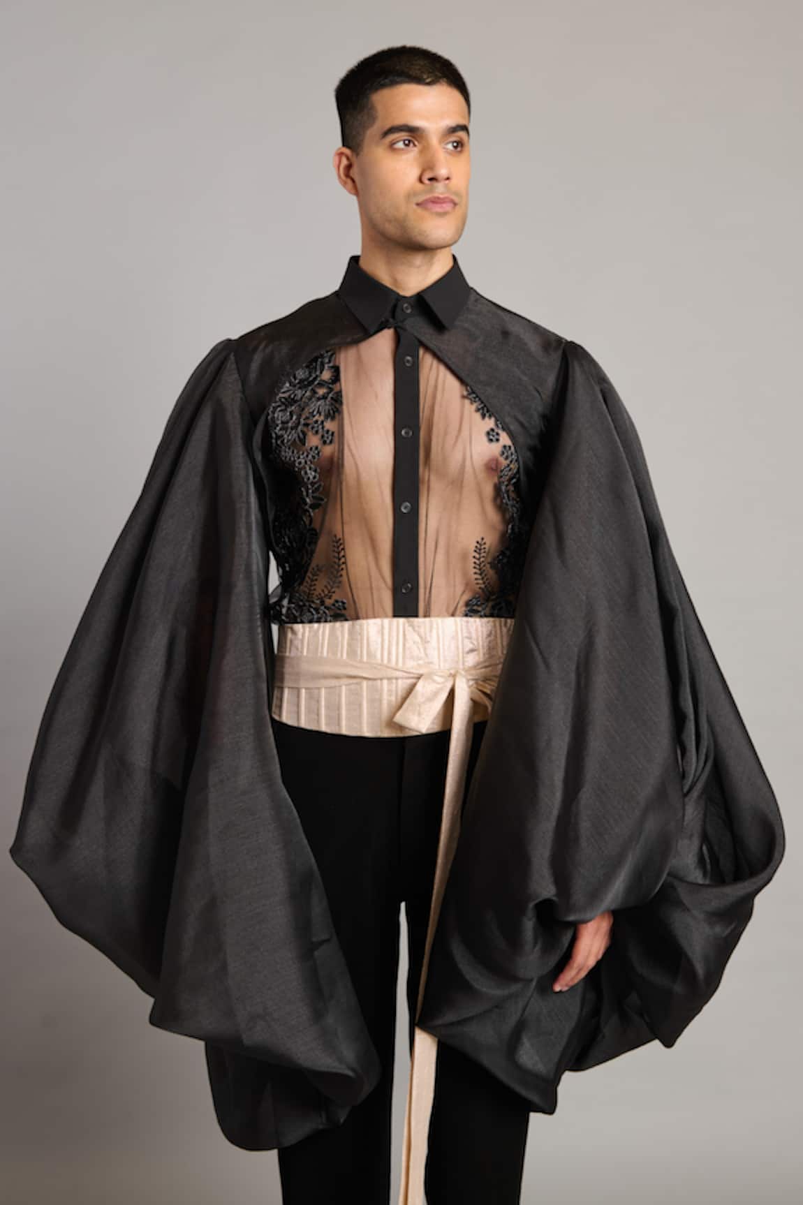 Siddartha Tytler Textured Gold Lame Obi Belt 