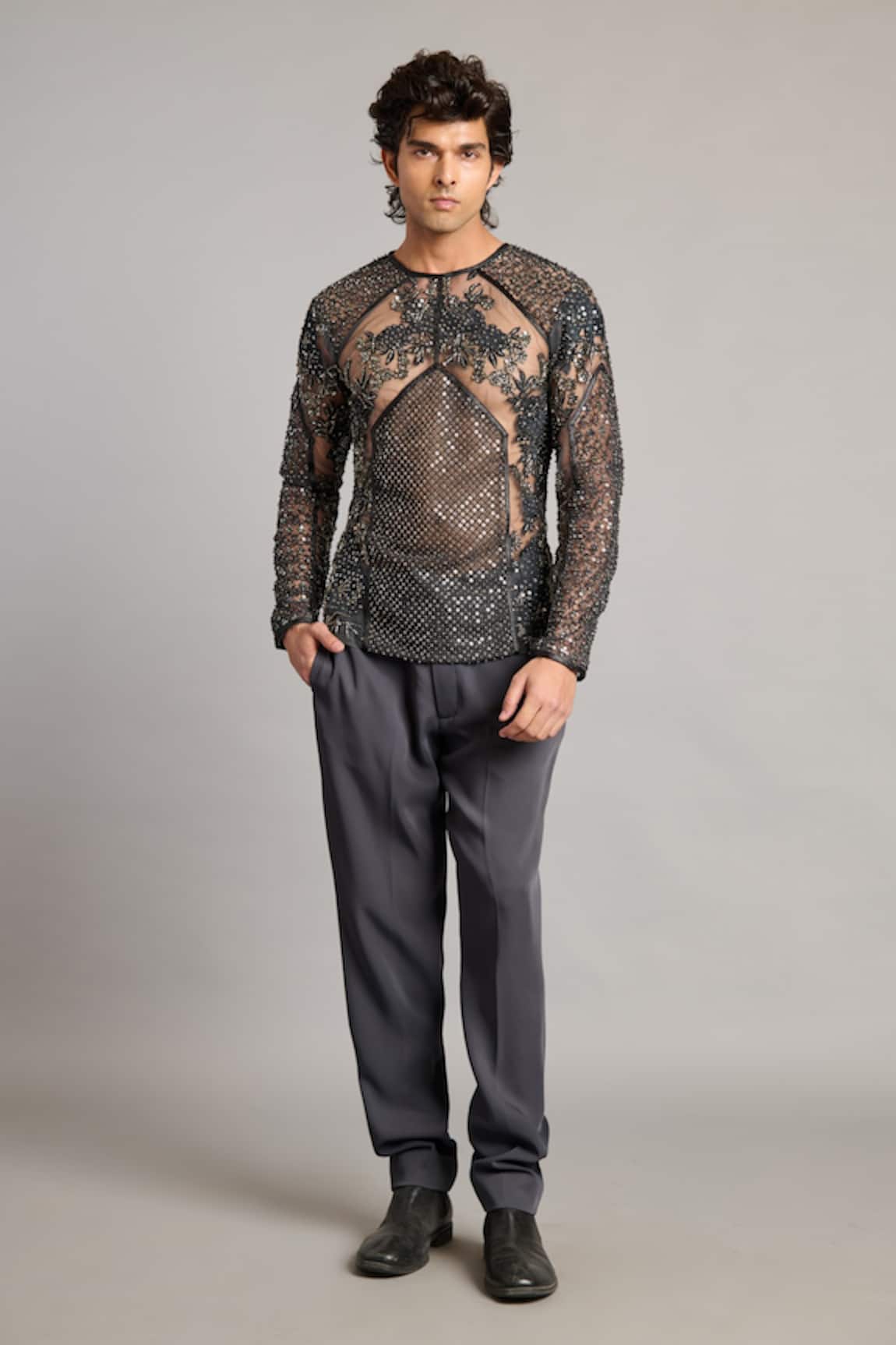 Siddartha Tytler Charcoal Microfiber Pant 